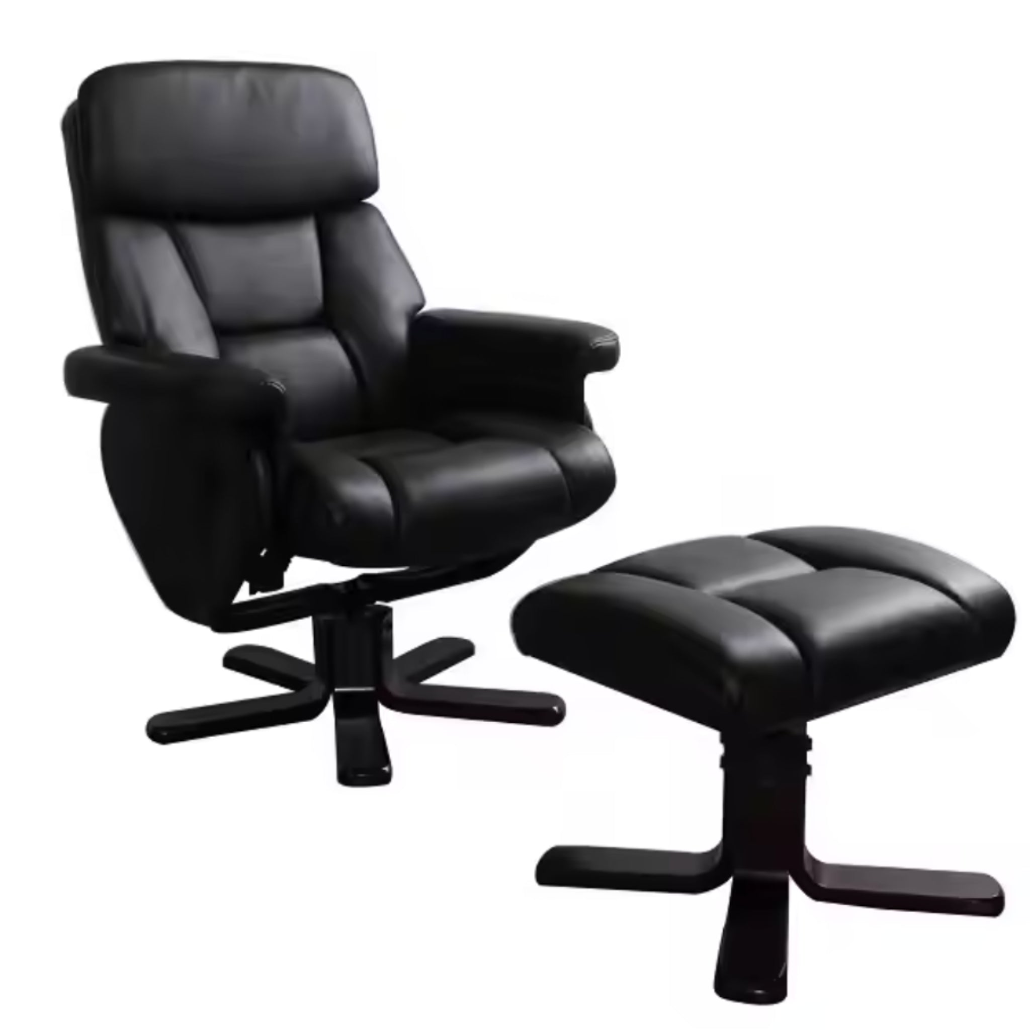 NoirEclipse Zero-Gravity Swivel Recliner & Ottoman Set